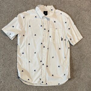 Vans White and Blue Patterned Shirt
